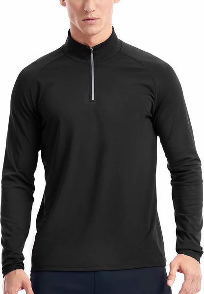 1/4 Zip Pullover Mens Running Shirt Long Sleeve