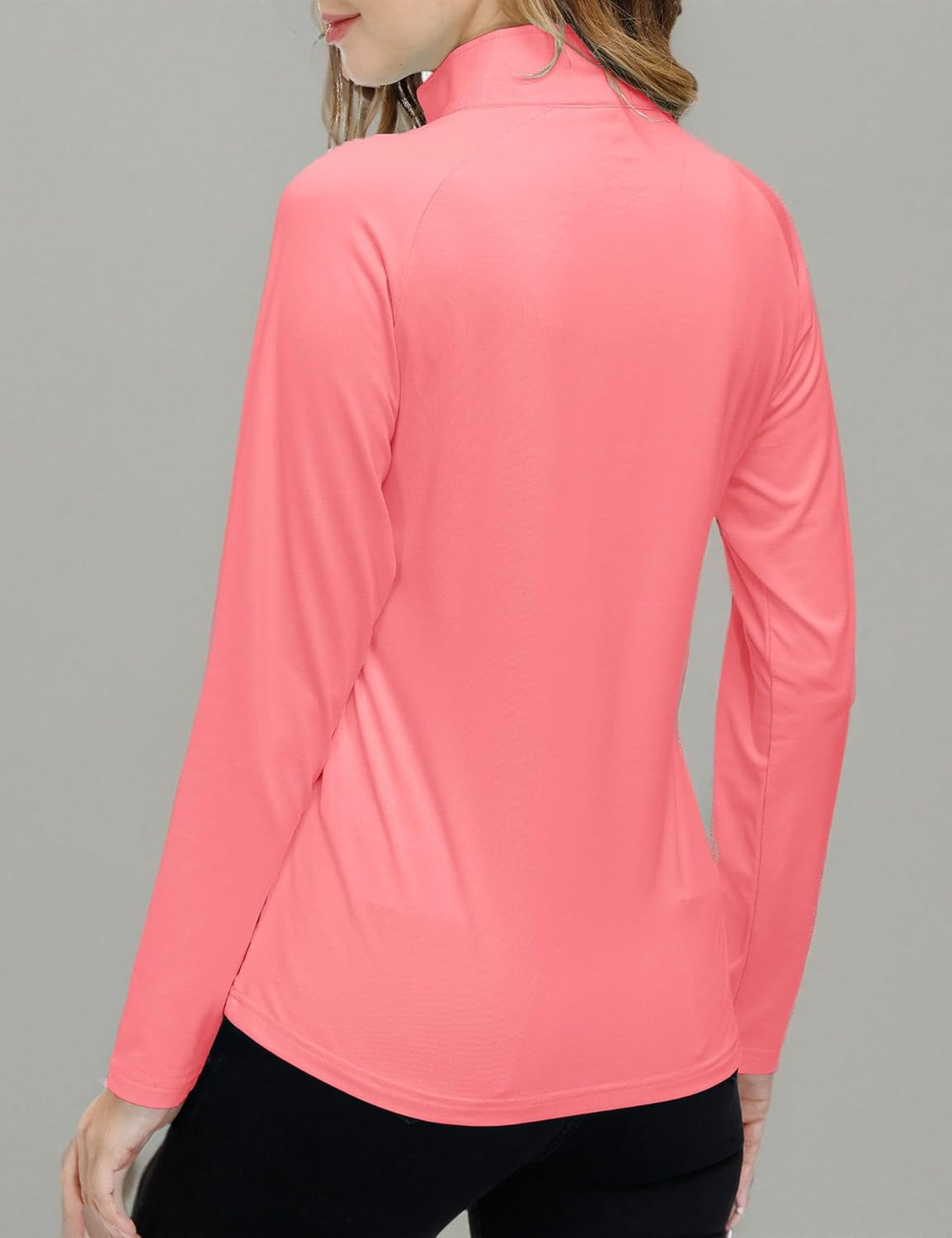 Womens 1/4 Zip Golf Shirt Long Sleeve Lightweight Golf Pullover Outdoor Athletic Tennis Polo Shirts Pink M