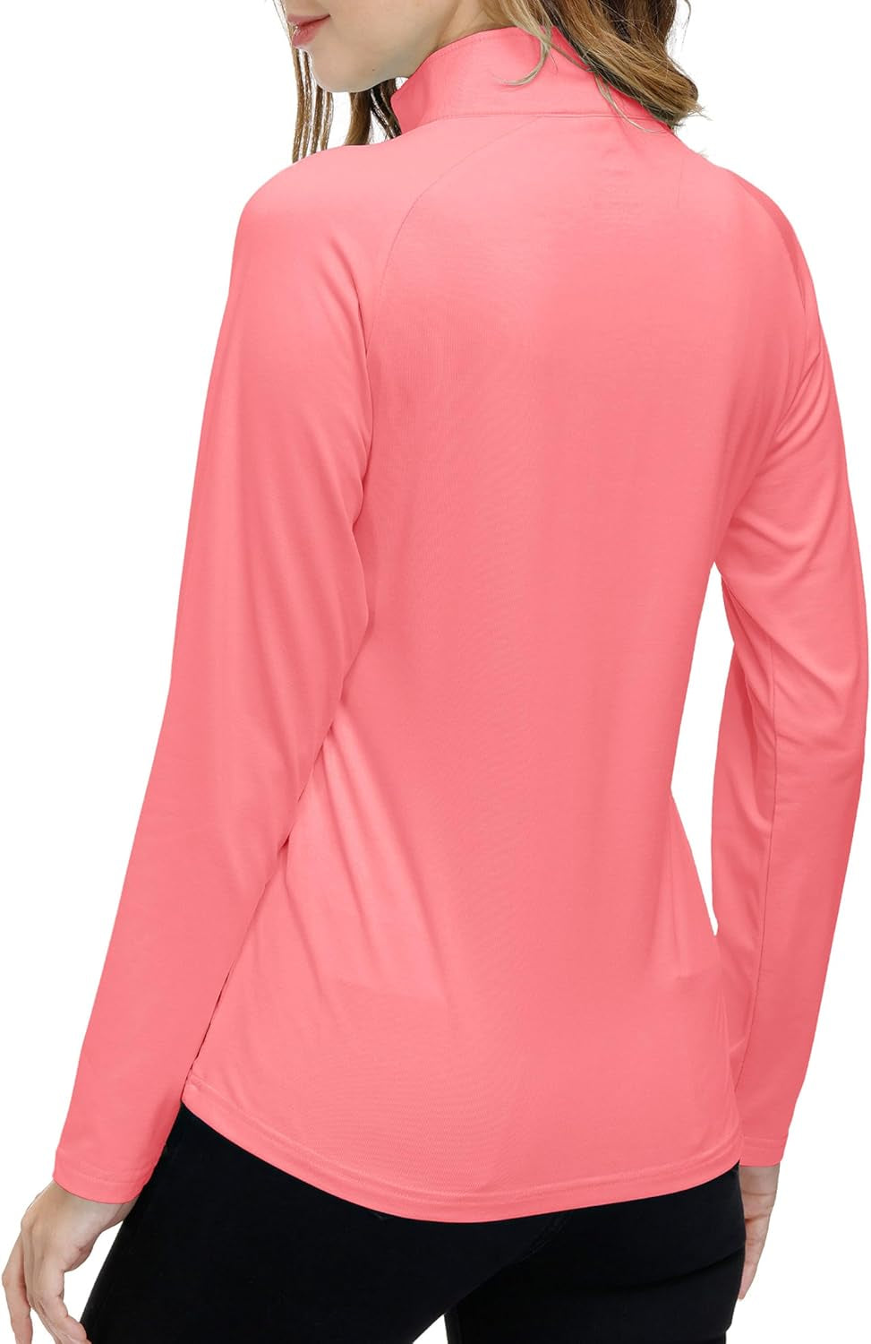 Womens 1/4 Zip Golf Shirt Long Sleeve Lightweight Golf Pullover Outdoor Athletic Tennis Polo Shirts Pink M